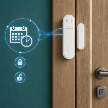 GREENBLUE GB478 Bezprzewodowy czujnik drzwi/okna WiFi – inteligentny kontakt magnetyczny, aplikacje Tuya i Gosund, Alexa/Google, zasilany bateryjnie, biały