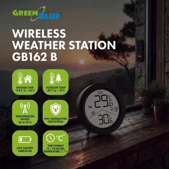 GREENBLUE Bezprzewodowa stacja pogodowa GB162 B