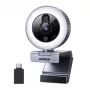 UGREEN 2K QHD kamera internetowa z diodowym światłem wypełniającym i wbudowanym mikrofonem, 30 kl./s, USB 2.0, autofokus, 80° FOV, z klipsem i mocowaniem na statyw, czarna