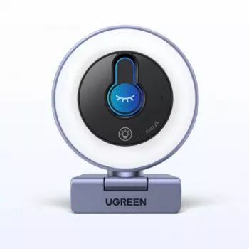 UGREEN 2K QHD kamera internetowa z diodowym światłem wypełniającym i wbudowanym mikrofonem, 30 kl./s, USB 2.0, autofokus, 80° FOV, z klipsem i mocowaniem na statyw, czarna