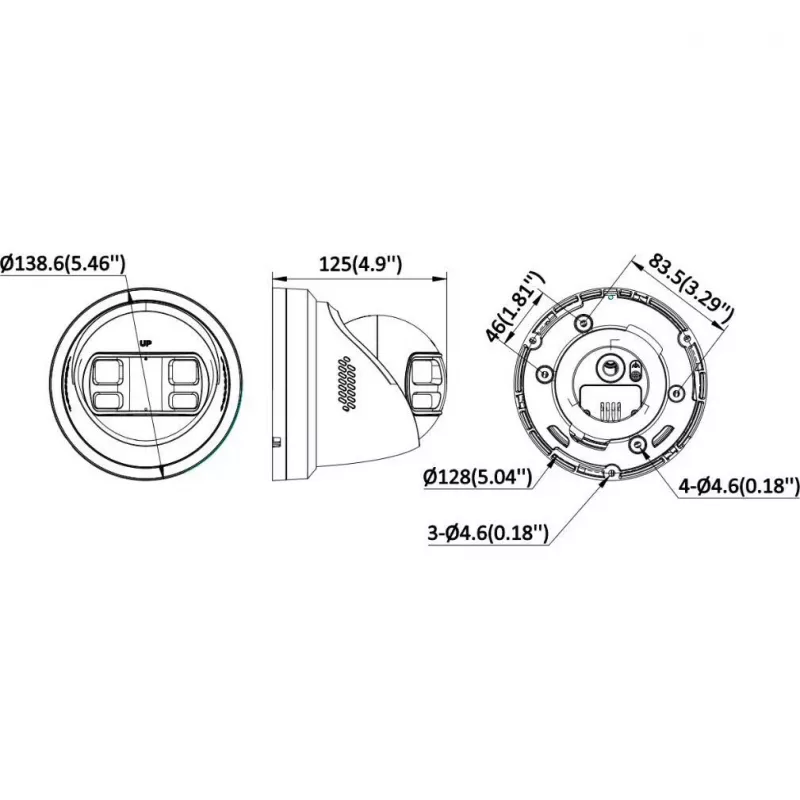 Hikvision DS-2CD2387G3P-LIS2UY/SL(180°)/O-STD Czarna 8 MP Panoramiczna Kamera Sieciowa