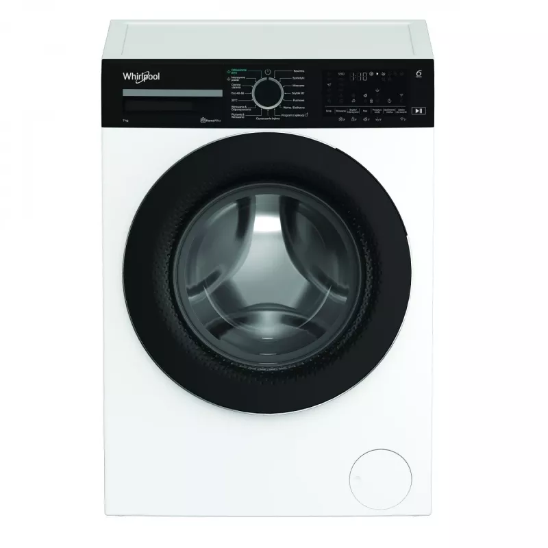 Pralka Whirlpool WAM762WBBPL 7 kg 1200 obr/min z technologią 6th Sense, FreshCare+, Clean+, 14 programów, wyświetlacz LED, blokada rodzicielska, opóźniony start, klasa energetyczna C, biała