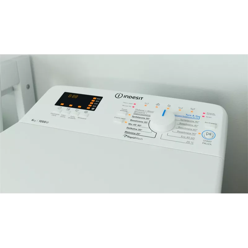 Indesit BTWWS60400PLN pralka ładowana od góry, 6 kg, 1000 obr/min, biała