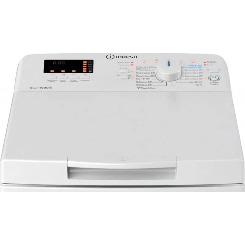 Indesit BTWS50400PLN pralka ładowana od góry, 5 kg, 1000 obr./min, biała, klasa energetyczna E