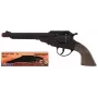 PULIO Cowboy Revolver Metal 8-Shot Cap Gun - Czarny/Srebrny z Brązowymi Rękojeściami