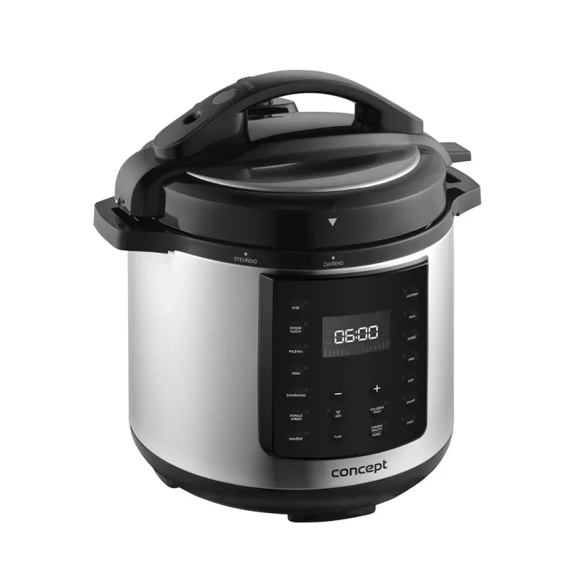 CONCEPT CK8001 Multicooker, 5L, 900W, 10 Programów, LED, Nieprzywierająca Ceramiczna Powłoka, Opóźniony Start, Podtrzymywanie Ciepła, Czarny/Srebrny
