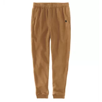 Carhartt Męskie spodnie dresowe jogger Hamilton Brown - 13 oz ciężka mieszanka bawełny i poliestru, regularny krój zwężane nogawki, elastyczna talia ze sznurkiem, ściągacze rib, kieszenie boczne i tylna, haftowane logo C