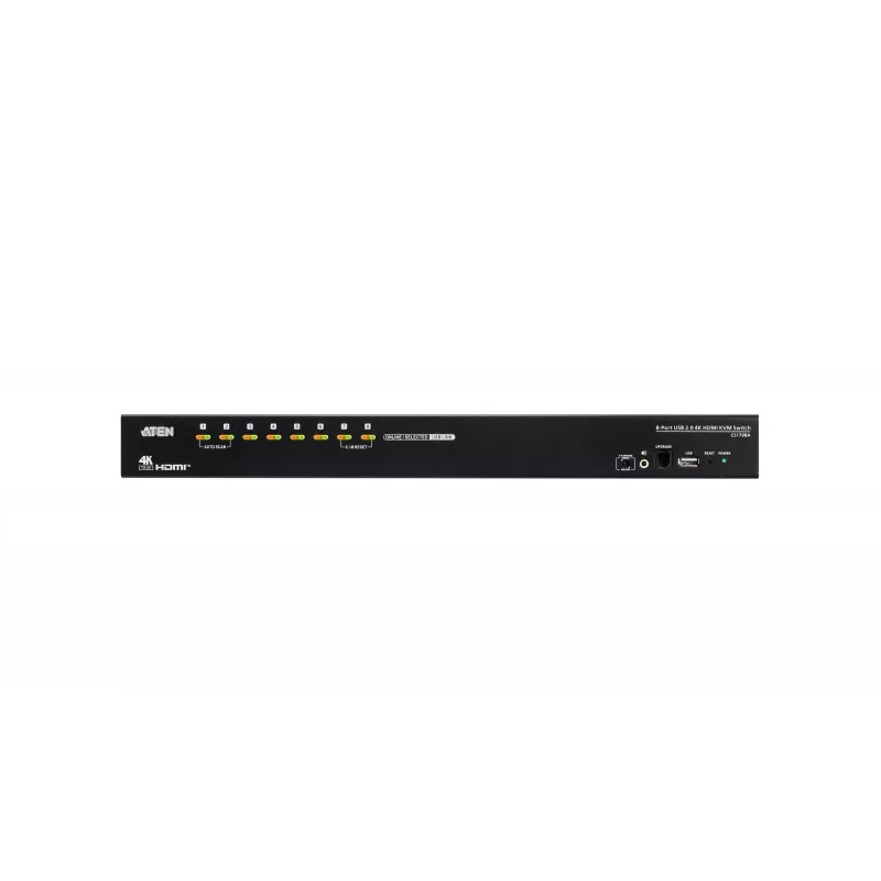 ATEN 8-portowy przełącznik KVM USB 2.0 4K HDMI z hubem USB 3.1, audio, do montażu w szafie RACK