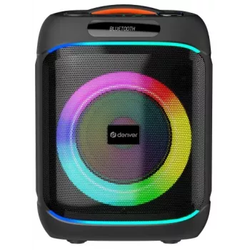 Denver BPS-270 Przenośny głośnik imprezowy z Bluetooth, 400W PMPO, efekty świetlne LED, karaoke, radio FM, USB/SD/AUX, wejście mikrofonowe, czarny