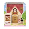 EPOCH Sylvanian Families Domek Startowy - Seria Czerwony Dach, domek dla lalek z króliczkiem Freya Chocolate i 10 elementami wyposażenia
