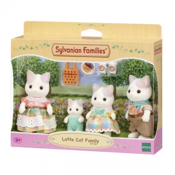 EPOCH Sylvanian Families Rodzina Mlecznych Kotów - 4 kolekcjonerskie figurki pokryte welurem (Ojciec Cyrus, Matka Stella, Syn Freddie, Córka Millie) dla dzieci od 3 lat