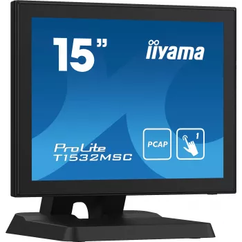 Iiyama ProLite T1532MSC-B5X 15 calowy dotykowy monitor LED z pojemnościową technologią projekcyjną - 1024x768 XGA, 10-punktowy, HDMI, DVI, VGA, USB, IP54 przód, 7H, głośniki