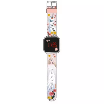 PULIO Digital Watch LED Diakakis - Zegarek dla dzieci Frozen z czerwonym wyświetlaczem LED, niebiesko-fioletowym silikonowym paskiem, oficjalna licencja Disney Frozen