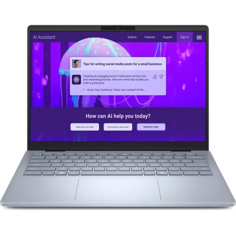 Dell 14 Plus DB14250 Laptop - Intel Core Ultra 7 256V, 16GB RAM, 512GB SSD, 14 cali 2.5K Anti-Odblaskowy, Intel Arc Graphics, Windows 11 Pro, Podświetlana klawiatura, Czytnik linii papilarnych, Ice Blue
