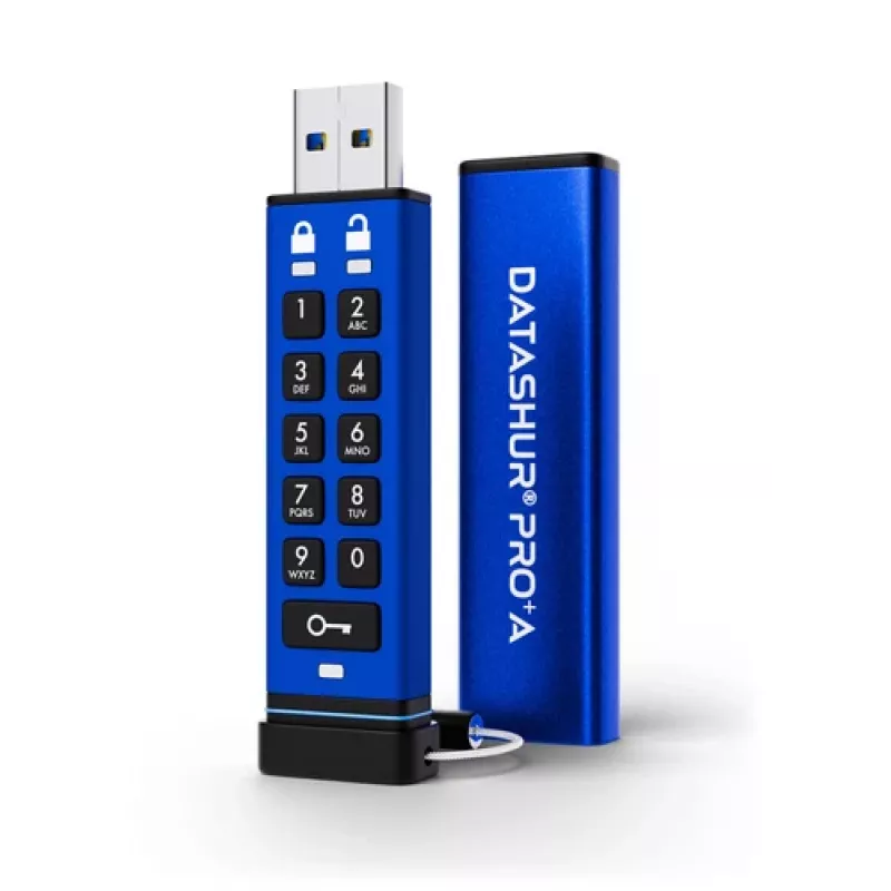 iStorage datAshur PRO+A 32GB USB 3.2 Gen 1 Sprzętowo szyfrowany dysk flash USB z uwierzytelnianiem PIN, FIPS 140-3 Level 3, IP68, ochrona przed atakami brute-force