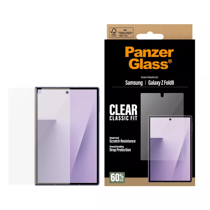PanzerGlass ClassicFit Ekran Ochronny do Samsung Galaxy Z Fold8 – Szkło hartowane, 9H, antybakteryjny, kompatybilny z etui