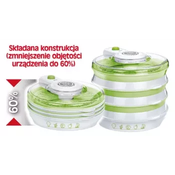MPM Suszarka do grzybów MSG-06 - 5-poziomowa suszarka do żywności, 250W, regulacja temperatury 35-70°C, biała