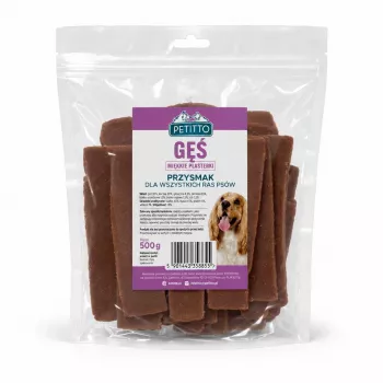 PETITTO Plasterki z gęsi dla psów – 100% naturalne, bez zbóż, 500 g