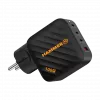 HAMMER RapidCharge 100W GaN Ładowarka ścienna, 2x USB-C PD 100W + 1x USB-A QC 30W, Czarny