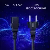 QOLTEC 54627 Przewód zasilający Schuko na IEC C13 3m 3x1mm² Czarny