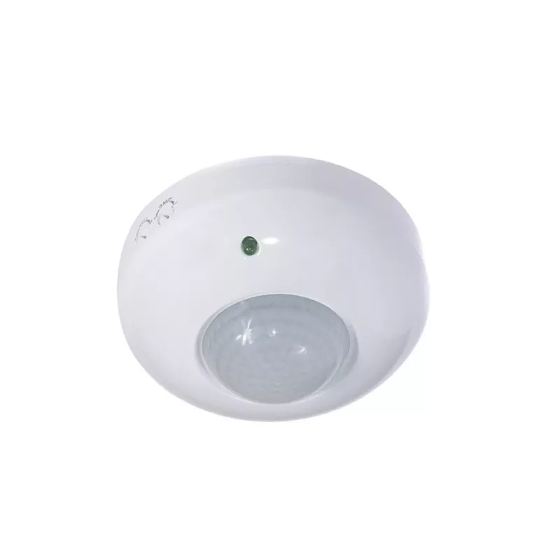 MACLEAN MCE19 Czujnik ruchu PIR do montażu sufitowego – detekcja 360°, obciążenie 1200W żarowe / 300W LED, regulowany czas i luks, biały