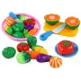 LEAN TOYS Warzywa na rzepy w koszyku – 8-elementowy zestaw do zabawy z talerzykiem i nożykiem
