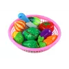 LEAN TOYS Warzywa na rzepy w koszyku – 8-elementowy zestaw do zabawy z talerzykiem i nożykiem