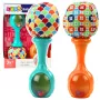 LEAN TOYS Zestaw grzechotek z miękką piłką we wzory, pomarańczowo-zielony, 2 szt.