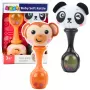 LEAN TOYS Zestaw grzechotek z miękkimi kulkami, wzory małpka i panda, 2 szt.