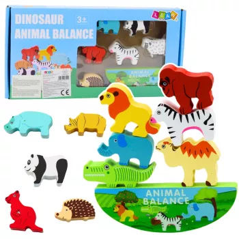 LEAN TOYS Balanced Animals Drewniana gra zręcznościowa 13El