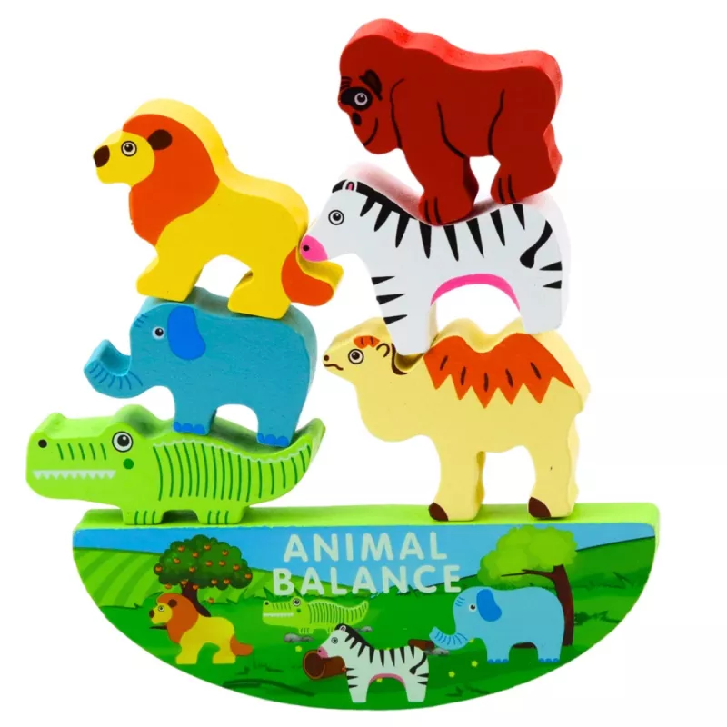 LEAN TOYS Balanced Animals Drewniana gra zręcznościowa 13El