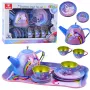 LEAN TOYS Dziecięcy metalowy zestaw do herbaty z filiżankami, czajniczkiem i tacą Jednorożec