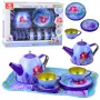 LEAN TOYS Dziecięcy metalowy zestaw do herbaty z filiżankami, czajnikiem i tacą Syrenka