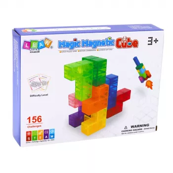 LEAN TOYS Magnetyczne Klocki Kostka Magiczna Puzzle 156 Kart z Wyzwaniami 9 szt.
