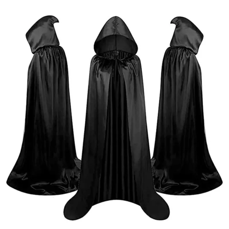 LEAN TOYS Peleryna z kapturem Karnawał Halloween Czarna 150cm