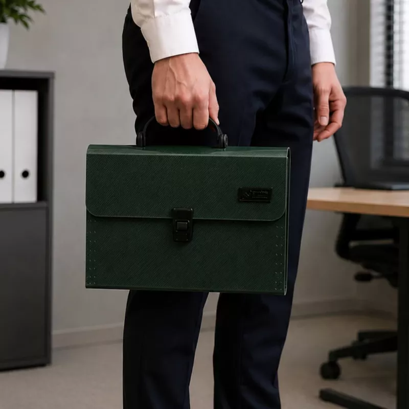 LEAN Organizer na dokumenty, 13 przegród, zielony, A4, pojemnik