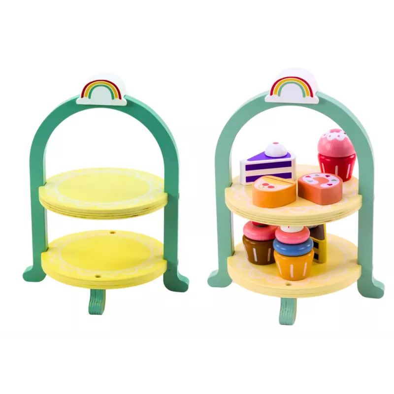 LEAN TOYS Zestaw słodyczy Ciasta Babeczki Drewniany stojak