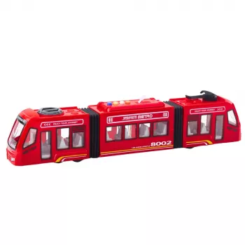LEAN TOYS City Metro Tram z otwieranymi drzwiami, światłami i dźwiękami, czerwony, 1:16
