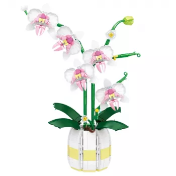 LEAN TOYS Orchidea Klocki Konstrukcyjne Orchidea w Doniczce Różowa i Biała 616 szt.