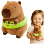 LEAN TOYS Pluszowa Kapibara z Zielonym Kołem Ratunkowym i Żabką, Brązowa, 20 cm