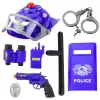 LEAN TOYS Zestaw policyjny dla dzieci, kask, pistolet, kajdanki, akcesoria, 9 szt.