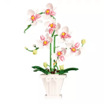 LEAN TOYS Orchidea Klocki Konstrukcyjne Orchidea w Doniczce Różowa i Biała 718 szt.
