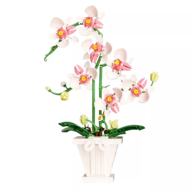 LEAN TOYS Orchidea Klocki Konstrukcyjne Orchidea w Doniczce Różowa i Biała 718 szt.