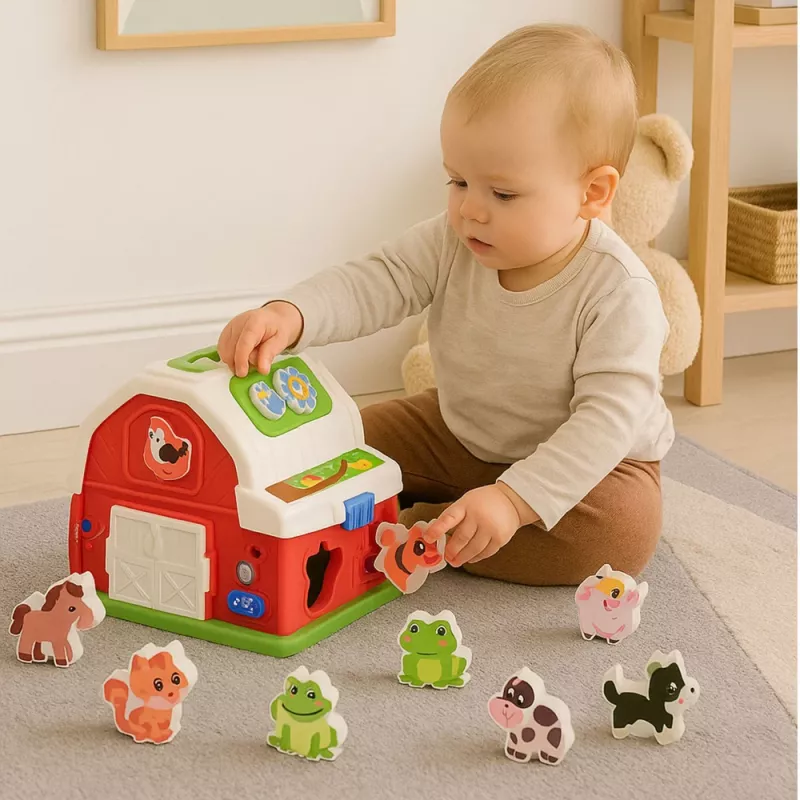 LEAN TOYS Interaktywna zagroda z muzyką, zwierzętami, światłami i dźwiękami