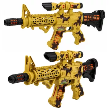 LEAN TOYS Zabawkowy karabin maskujący z celownikiem, ruchomym tłumikiem, światłem i dźwiękiem 54 cm