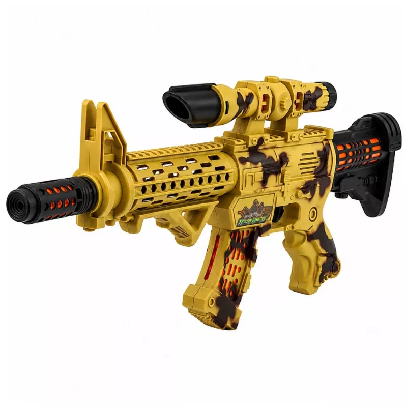 LEAN TOYS Zabawkowy karabin maskujący z celownikiem, ruchomym tłumikiem, światłem i dźwiękiem 54 cm