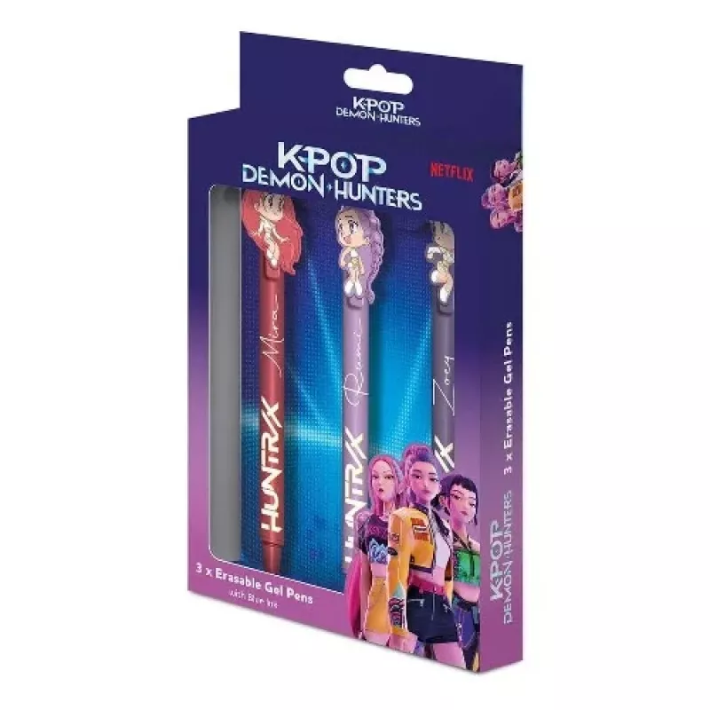 KIDS K-Pop Demon Hunters zestaw długopisów żelowych 3 szt. | 0,7 mm różne kolory