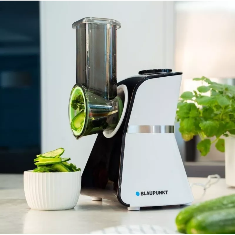 Blaupunkt Slicer FPS502 Elektryczny krajalnica do żywności 150 W, nierdzewne ostrze ząbkowane 190 mm, regulowana grubość 0-15 mm, czarny/srebrny