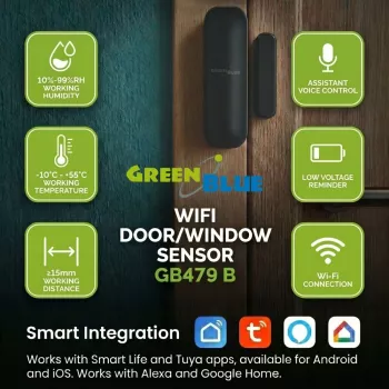 GREENBLUE GB479 B Bezprzewodowy czujnik drzwi/okna Wi-Fi - Biały