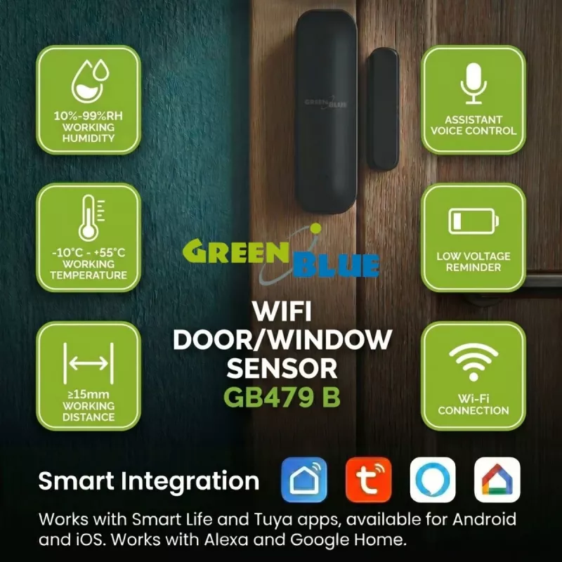 GREENBLUE GB479 B Bezprzewodowy czujnik drzwi/okna Wi-Fi - Biały
